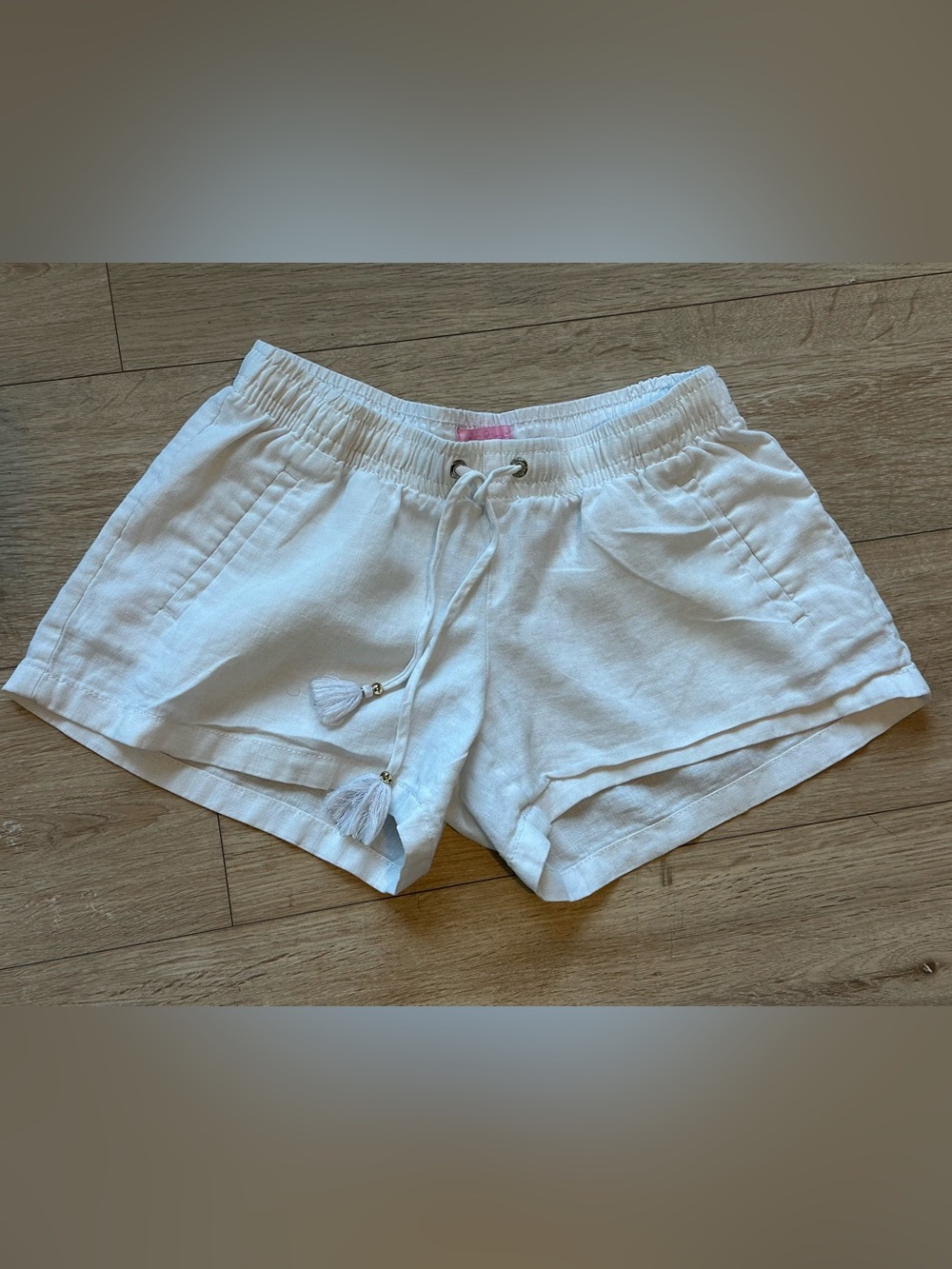 Lilly Pulitzer Linen BayBreeze White Drawstring Tassel Shorts